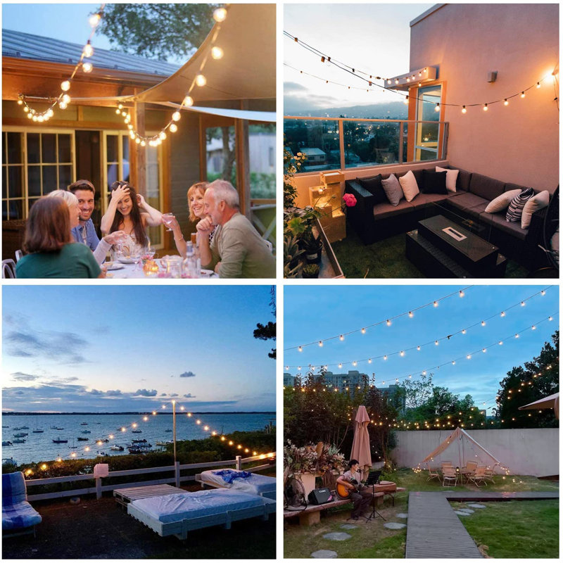 38ft 30 Bulb Outdoor Globe String Light Shatterproof Low Voltage Output Arlmont Co